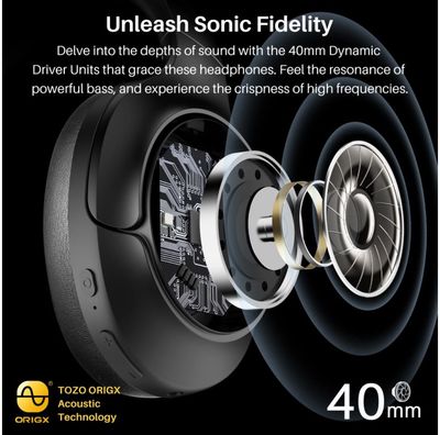 Ausinės TOZO H10 Bluetooth Over-Ear Headphones Black