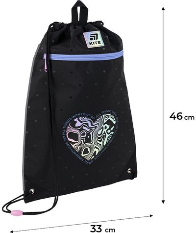 Sportinis maišelis Kite Love is, 46 cm, juodos sp.
