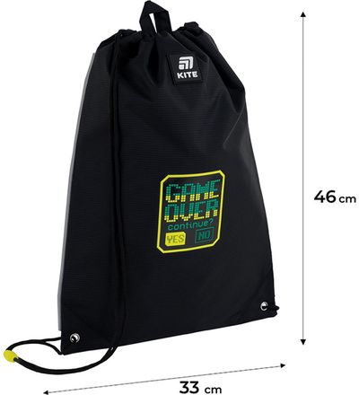 Sportinis maišelis Kite Game Over, 46 cm, juodos sp.