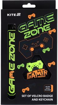 Raktų pakabuko ir velcro ženkliuko rinkinys Kite Game zone, 2 vnt.