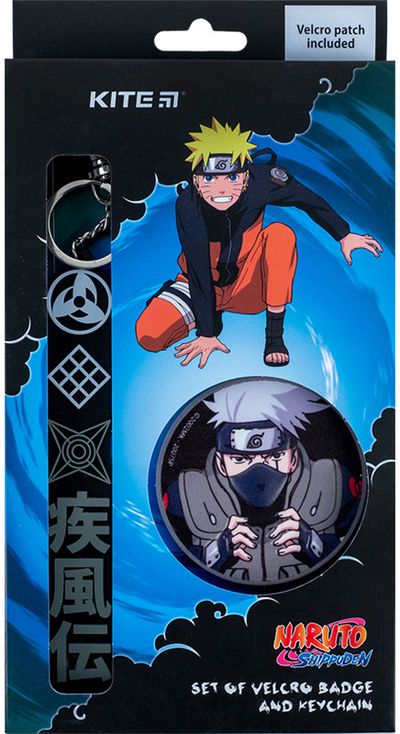 Raktų pakabuko ir velcro ženkliuko rinkinys Kite Naruto Shippuden, 2 vnt.