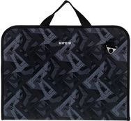 Dėklas plastikinis KITE, su rankena, A3, juodos sp., rašt.