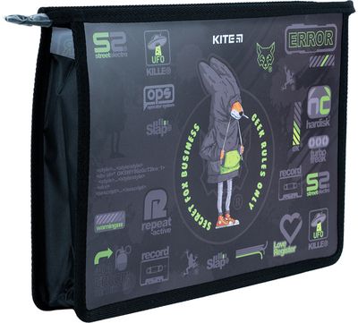 Dėklas sąsiuviniams KITE Fox Rules, A4+, su užtrauktuku