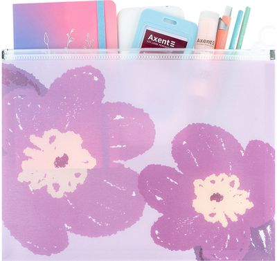 Aplankas AXENT Lavender, A4+, su užtrauktuku