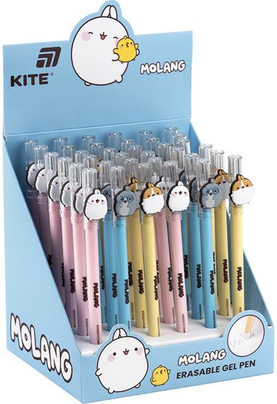 Ištrinamas rašiklis KITE Molang, 0,5 mm, įv. rūšių, mėlynas
