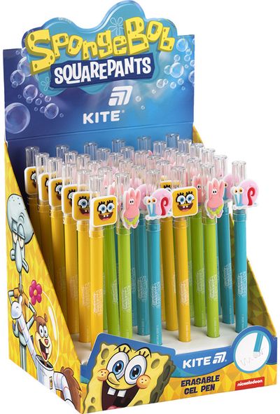 Ištrinamas rašiklis KITE SpongeBob, 0,5 mm, įv. rūšių, mėlynas