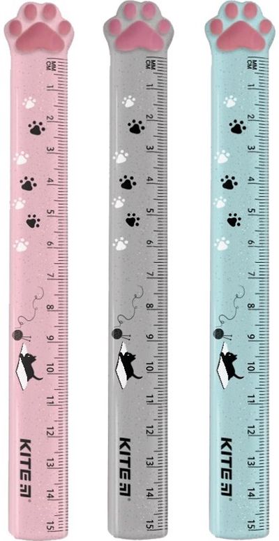 Liniuotė KITE PAWS, plastikinė, 15 cm, įv. rūšių