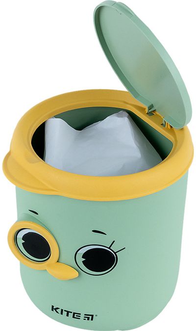 Stalo šiukšlių dėžutė KITE Big Eye Green, su dangčiu