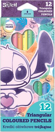 Spalvoti pieštukai STITCH Pastel, tribriaun., 12 spalvų
