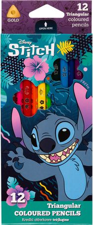 Spalvoti pieštukai STITCH Bright, tribriaun., 12 spalvų