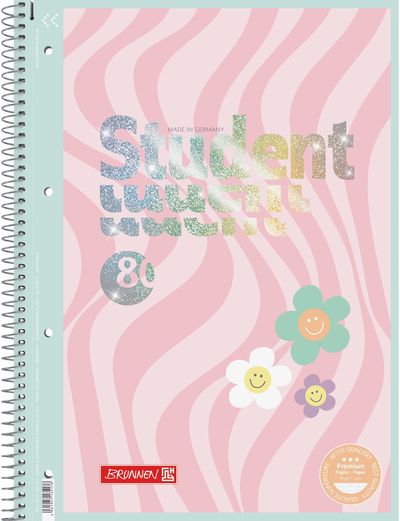 Sąsiuvinis Brunnen Happy Hippie su spirale, A4, 90 g, 80 l, langeliais