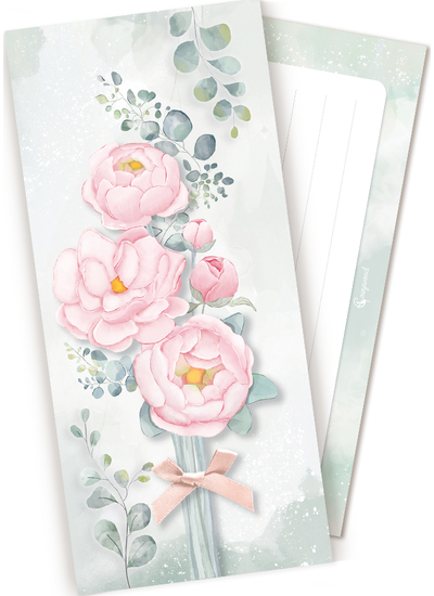 Rožiniai bijūnai, dovanų vokelis POP UP