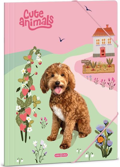 Aplankas kartoninis Cute Animals-Doggie, su guma, A4
