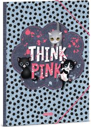 Aplankas kartoninis Think Pink, su guma, A4