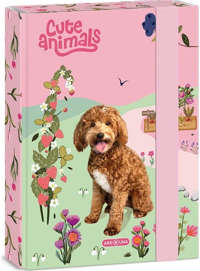 Dėklas sąsiuviniams Cute Animals-Doggie, su guma, A5