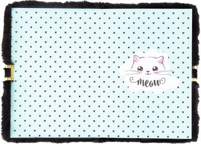 Dienoraštis su spynele Astrabag FLUFFY KITTY BLACK, A5, 70 g, 96 l.