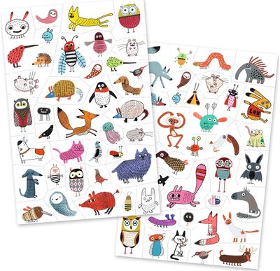 Laikinosios tatuiruotės DJECO Little critters (50+ tattoos)