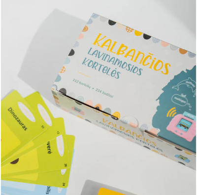 Kalbančios kortelės ABĖCĖ, dvispalvės, įvairių rūšių