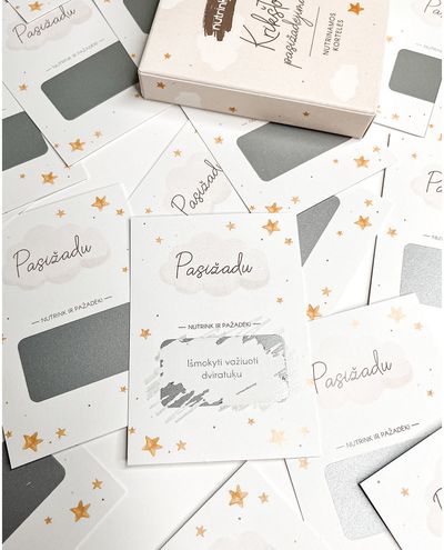 Nutrinamos kortelės NUTRINK KRIKŠTO PASIŽADĖJIMAI (žaidimas krikštynoms)