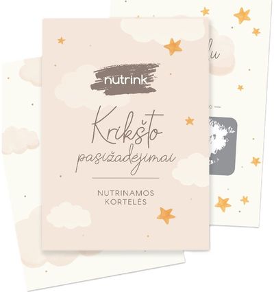 Nutrinamos kortelės NUTRINK KRIKŠTO PASIŽADĖJIMAI (žaidimas krikštynoms)