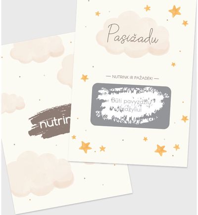 Nutrinamos kortelės NUTRINK KRIKŠTO PASIŽADĖJIMAI (žaidimas krikštynoms)