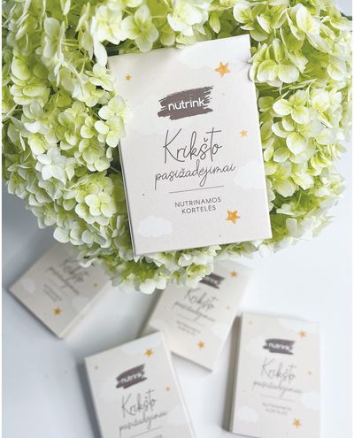 Nutrinamos kortelės NUTRINK KRIKŠTO PASIŽADĖJIMAI (žaidimas krikštynoms)