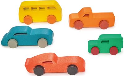 Medinis žaislas MENTARI Spalvingų automobilių rinkinys