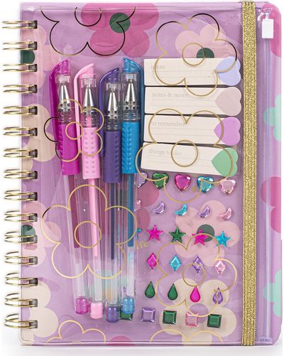 Kanceliarinis rinkinys POSH+POP Btw Flower: užrašinė, lipnūs lapeliai, 4 rašikliai, lipdukai