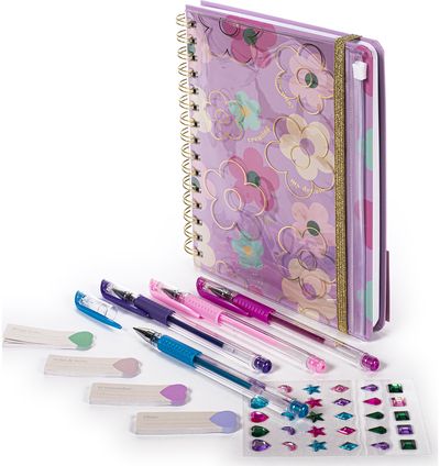 Kanceliarinis rinkinys POSH+POP Btw Flower: užrašinė, lipnūs lapeliai, 4 rašikliai, lipdukai