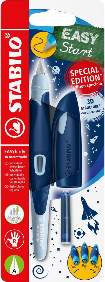 Ergonominis plunksnakotis STABILO EASYbirdy 3D DreamWorld, A, R, mėlynos sp.