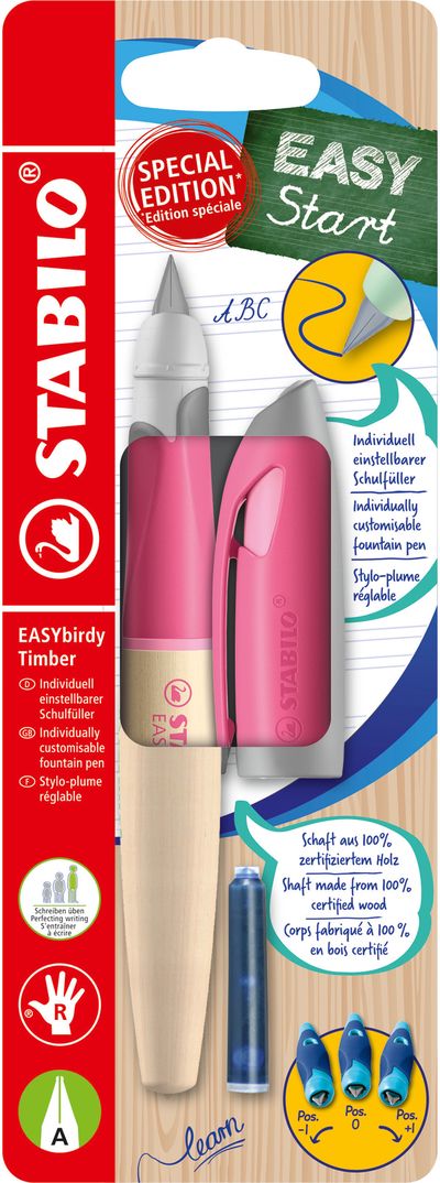 Ergonominis plunksnakotis STABILO EASYbirdy Timber, A, R, rožinės sp.