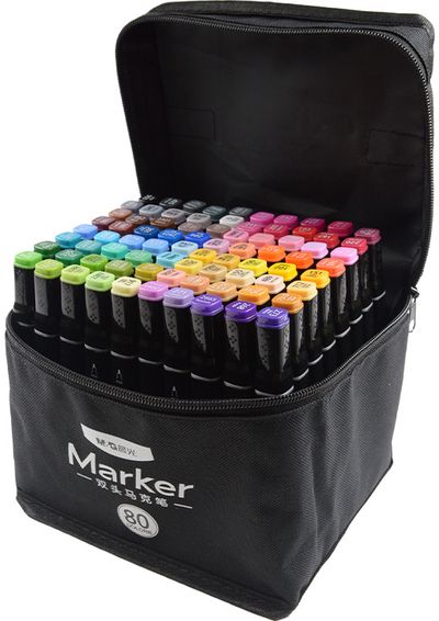 Flomasteriai-markeriai M&G, dvipusiai, 80 sp., dėžutėje