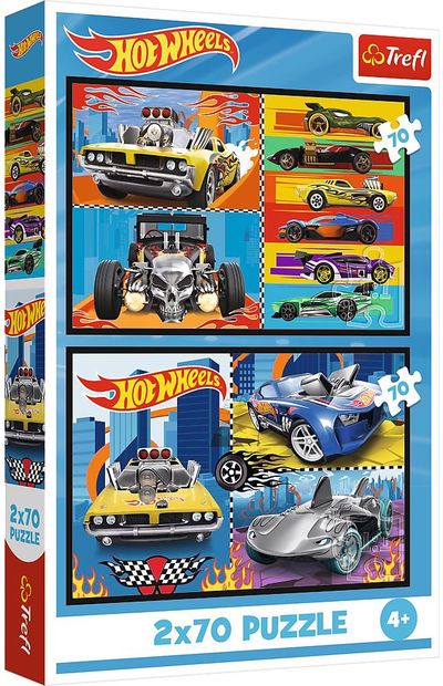 TREFL HOT WHEELS Dėlionių rinkinys Automobiliai, 2 x 70 det.