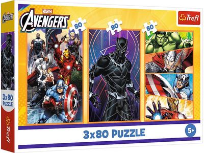TREFL AVENGERS Dėlionių rinkinys Veiksmo diena, 3 x 80 det.