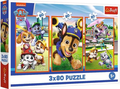 TREFL PAW PATROL Dėlionių rinkinys Šunyčių komanda, 3 x 80 det.