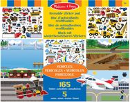MELISSA & DOUG Daugkartinio naudojimo lipdukų knygelė Transporto priemonės