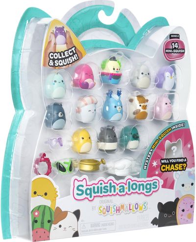 SQUISHMALLOWS SQUISH-A-LONGS Herojai, 14 vnt., 2,5 cm