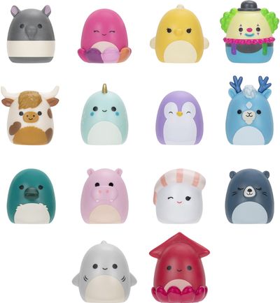 SQUISHMALLOWS SQUISH-A-LONGS Herojai, 14 vnt., 2,5 cm