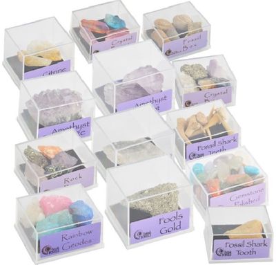 Mineralų dėžutė KEYCRAFT Rainbow Geode Mineral Collection, įv. rūšys