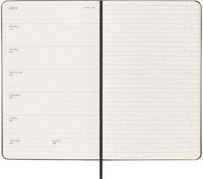 Darbo knyga Moleskine 18 mėn., 2025–26, 13 x 21 cm, juoda