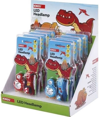 Žibintuvėlis vaikiškas ant galvos DINO, 1 vnt., 2x CR2032, 12 lm