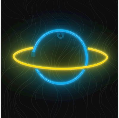 Dekoracija LED NEON Saturnas, geltona–mėlyna, 5 V USB/3x AA