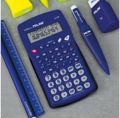 Mokslinis skaičiuotuvas MILAN, 228 funkcijų, mėlynos spalvos