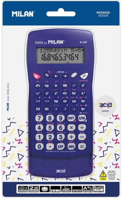 Mokslinis skaičiuotuvas MILAN, 228 funkcijų, mėlynos spalvos