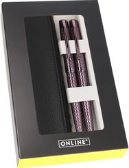 Rinkinys ONLINE Eleganza Diamond Wine: plunksnakotis+tušinukas+odinis dėkliukas