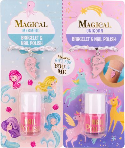 Dovanų rinkinys MAGICAL UNICORN & MERMAID (nagų lakas+apyrankės), 2x4 ml + 2vnt