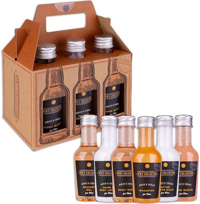 Dovanų rinkinys MEN'S COLLECTION (kūno prausiklis+losjonas+rankų šveitiklis+dušo želė+balzamas po skutimosi+šampūnas), 6x50ml