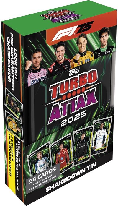 Kolekcinės kortelės TOPPS Formula 1 2025 Turbo Attax - Mega Tin (with tray)