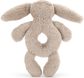 Kūdikio žaislas BASHFUL Beige Bunny Ring Rattle
