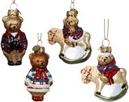 Kalėdinis žaisliukas Bear, stiklinis, 4 rūšių